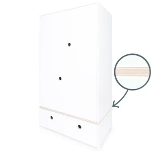 Wookids Armoire 2 Portes Façade Tiroir Blanc 10