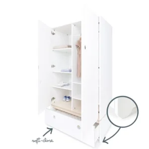 Wookids Armoire 2 Portes Façade Tiroir Blanc 12