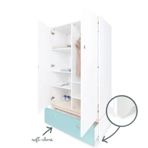 Wookids Armoire 2 Portes Façade Tiroir Bleu Ciel 12