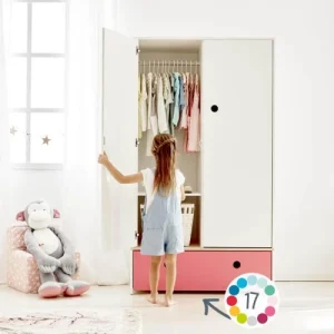 Wookids Armoire 2 Portes Façade Tiroir Bleu Ciel 14