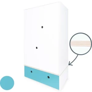 Wookids Armoire 2 Portes Façade Tiroir Bleu Paradis 10