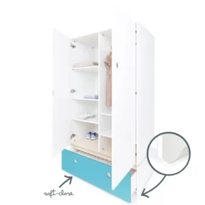 Wookids Armoire 2 Portes Façade Tiroir Bleu Paradis 12