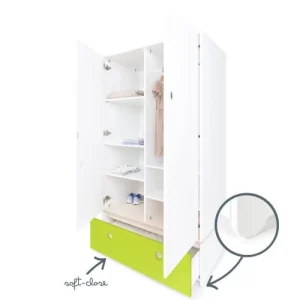 Wookids Armoire 2 Portes Façade Tiroir Citron Vert 12