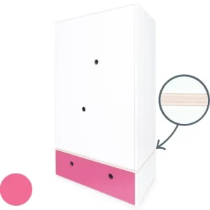 Wookids Armoire 2 Portes Façade Tiroir Fushia 10