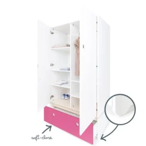 Wookids Armoire 2 Portes Façade Tiroir Fushia 12