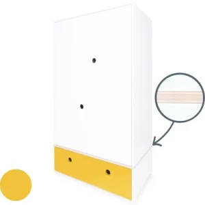 Wookids Armoire 2 Portes Façade Tiroir Jaune 10