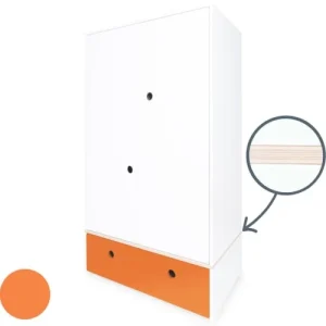 Wookids Armoire 2 Portes Façade Tiroir Orange 10