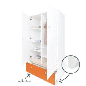 Wookids Armoire 2 Portes Façade Tiroir Orange 12