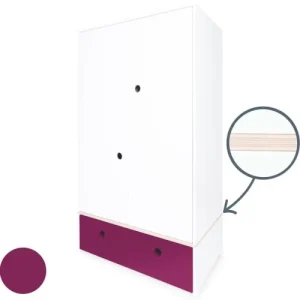 Wookids Armoire 2 Portes Façade Tiroir Prune 10