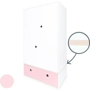 Wookids Armoire 2 Portes Façade Tiroir Rose Pastel 10