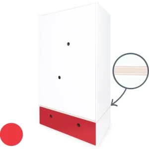 Wookids Armoire 2 Portes Façade Tiroir Rouge 10