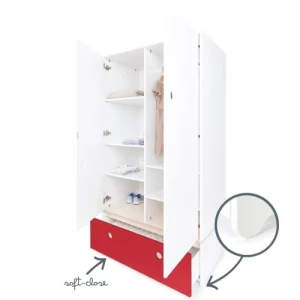 Wookids Armoire 2 Portes Façade Tiroir Rouge 12