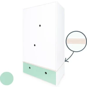 Wookids Armoire 2 Portes Façade Tiroir Vert Menthe 10