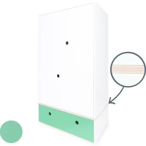 Wookids Armoire 2 Portes Façade Tiroir Vert Ocean 10