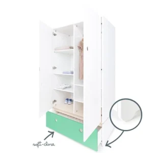 Wookids Armoire 2 Portes Façade Tiroir Vert Ocean 12