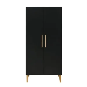 Bopita Armoire 2-portes Noir Mat/naturel En Panneaux De Particules Et Hêtre 10