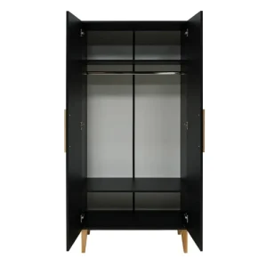 Bopita Armoire 2-portes Noir Mat/naturel En Panneaux De Particules Et Hêtre 12