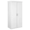 Altobuy Armoire 2 Portes + Penderie Bois Massif Vernis Blanc 19