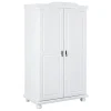 Altobuy Armoire 2 Portes + Penderie Bois Massif Vernis Blanc 14