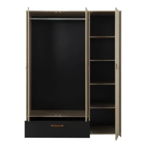 GAMI Armoire 3 Portes 1 Tiroir Chêne Noir 12