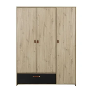 GAMI Armoire 3 Portes 1 Tiroir Chêne Noir 14