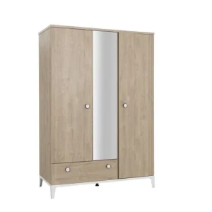 CALICOSY Armoire 3 Portes 1 Tiroir Effet Bois Enfant 136 X 195cm 10