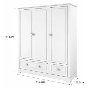 Bellamy Armoire 3 Portes 2 Tiroirs Blanc 12