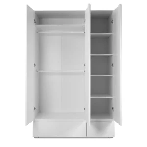 CALICOSY Armoire 3 Portes 2 Tiroirs Blanc- L120 X H191 X P55 Cm 12