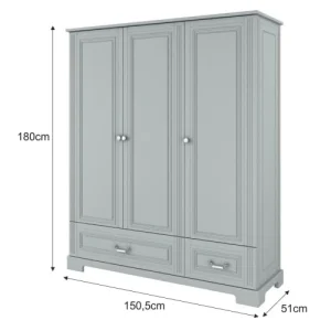 Bellamy Armoire 3 Portes 2 Tiroirs Gris 12