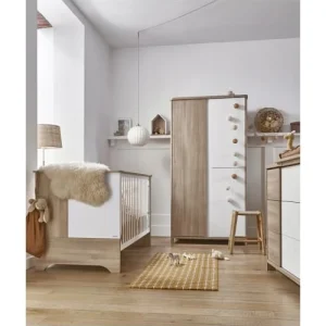 CALICOSY Armoire 3 Portes Bois Et Blanc Bébé – 95 X 185 Cm 9