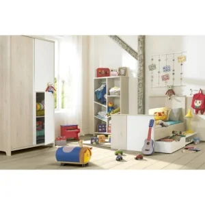 CALICOSY Armoire 3 Portes Bois Et Blanc Enfant – 98 X 185cm 13