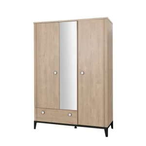 Galipette Armoire 3 Portes Effet Bois Marron Clair 58x136x195 12