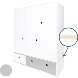 Wookids Armoire 3 Portes Façades Tiroirs Blanc 10