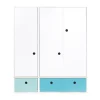 Wookids Armoire 3 Portes Façades Tiroirs Bleu Ciel-bleu Paradis 13