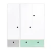 Wookids Armoire 3 Portes Façades Tiroirs Gris Perle 13