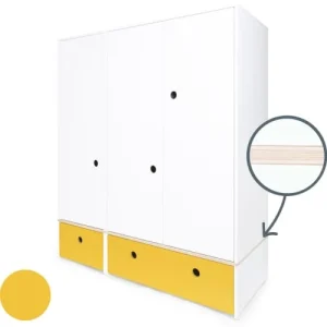 Wookids Armoire 3 Portes Façades Tiroirs Jaune 10