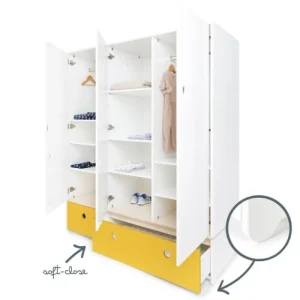 Wookids Armoire 3 Portes Façades Tiroirs Jaune 12