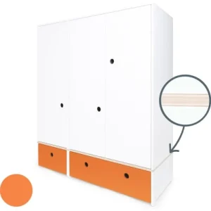 Wookids Armoire 3 Portes Façades Tiroirs Orange 10