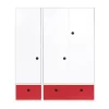 Wookids Armoire 3 Portes Façades Tiroirs Rouge 20