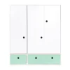 Wookids Armoire 3 Portes Façades Tiroirs Vert Menthe 20