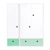 Wookids Armoire 3 Portes Façades Tiroirs Vert Ocean 20