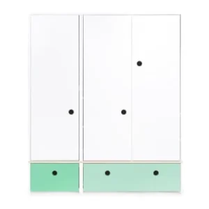 Wookids Armoire 3 Portes Façades Tiroirs Vert Menthe 16