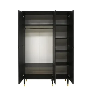 Bopita Armoire 3-portes Noir Mat En MDF Et Panneaux De Particules 9