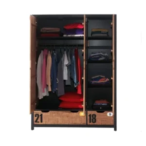 Vipack Armoire 3 Portes Noir Naturel 10