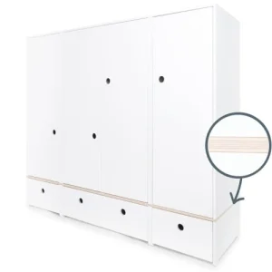 Wookids Armoire 4 Portes Blanc 10