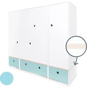 Wookids Armoire 4 Portes Bleu Ciel 10