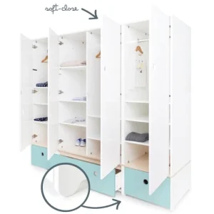 Wookids Armoire 4 Portes Bleu Ciel 12