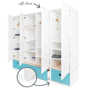 Wookids Armoire 4 Portes Bleu Paradis 12