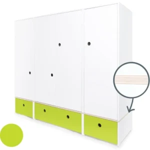 Wookids Armoire 4 Portes Citron Vert 10