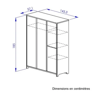 Galipette Armoire 4 Portes Effet Bois Marron Clair 57x146x185 12